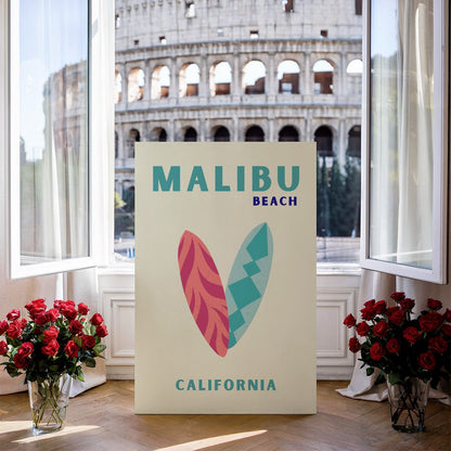 Tablou Canvas surf retro plaja Malibu stil minimalistic | The Print Studio