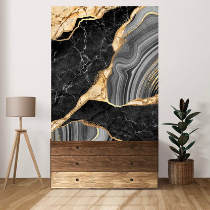 Tablou Canvas Black & Gold Eleganță Abstractă Marmură Decorativă