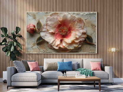 Tablou Canvas floare roz delicata cu detalii realiste | The Print Studio