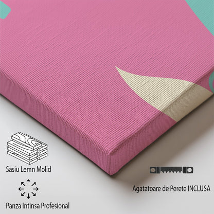 Tablou Canvas palmier la plaja cu flori pastelate minimaliste | The Print Studio