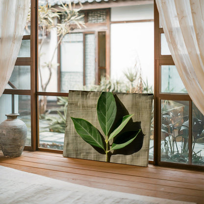 Tablou Canvas frunze proaspete cu umbre line in verde realist | The Print Studio