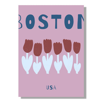 Tablou Canvas lalele vibrante stil grafic in peisaj american | The Print Studio