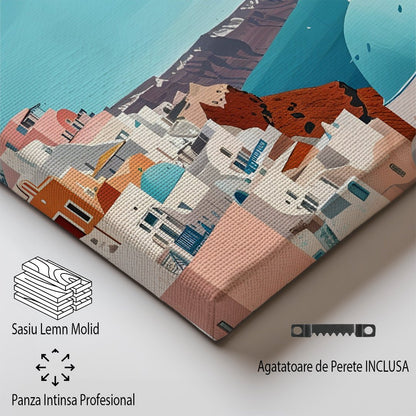 Tablou Canvas Santorini pastel cu mare albastra la orizont | The Print Studio