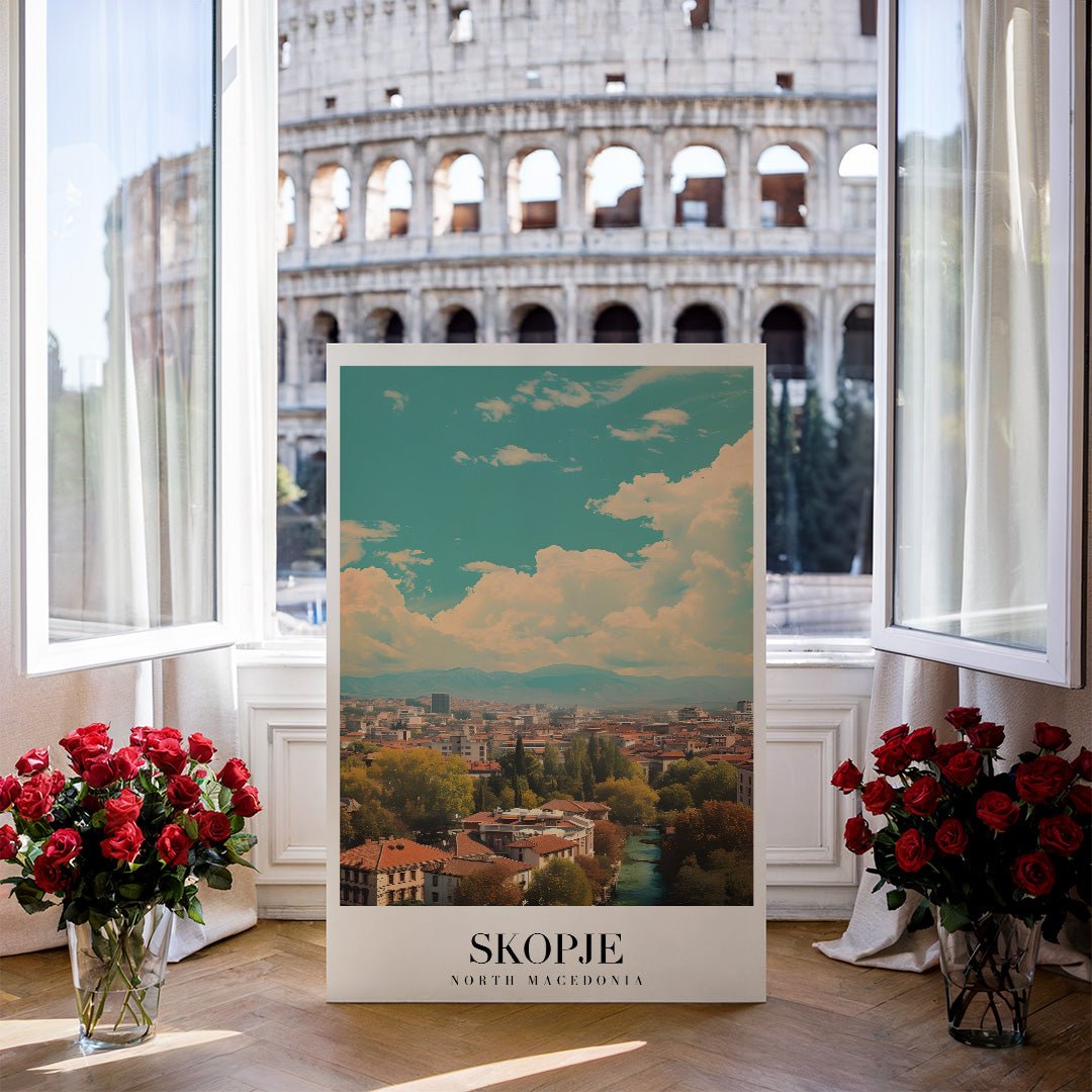 Tablou Canvas Print Skopje cer senin copaci verzi stil realist