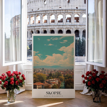 Tablou Canvas Print Skopje cer senin copaci verzi stil realist
