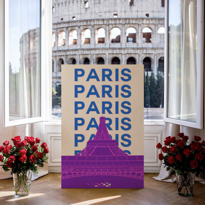 Tablou Canvas Turnul Eiffel vibrant interprins in stil pop-art | The Print Studio