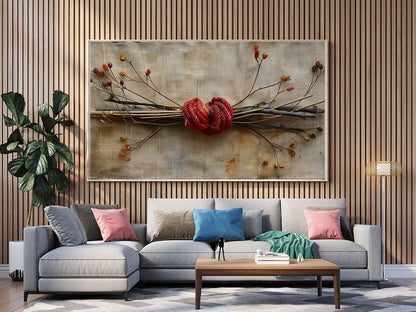 Tablou Canvas franghie rosie cu noduri simbolic realist | The Print Studio