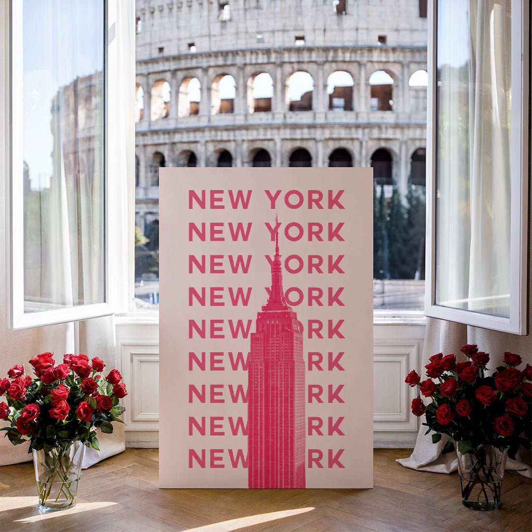 Tablou Canvas Empire State roz pe fundal modern New York | The Print Studio