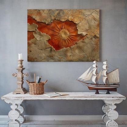 Tablou Canvas soare stralucind pe pamant crapat abstract | The Print Studio