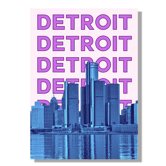 Tablou Canvas skyline Detroit vibrant pop-art colorat | The Print Studio