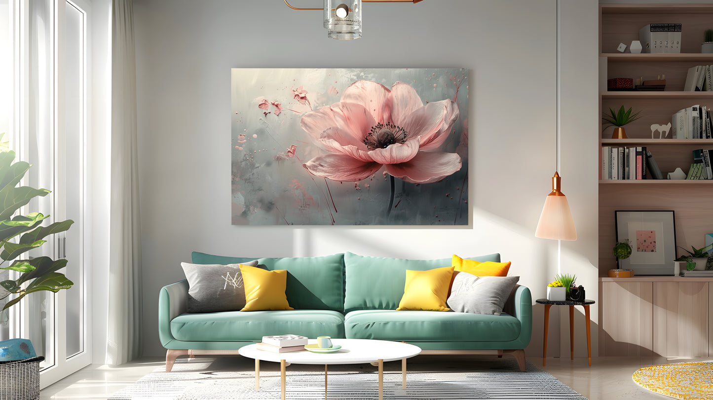 Tablou Canvas Floare Roz diafana in stil abstract modern | The Print Studio
