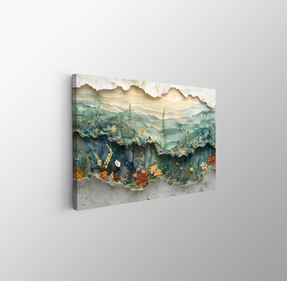 Tablou Canvas flori pastel abstracte in linii naturale | The Print Studio