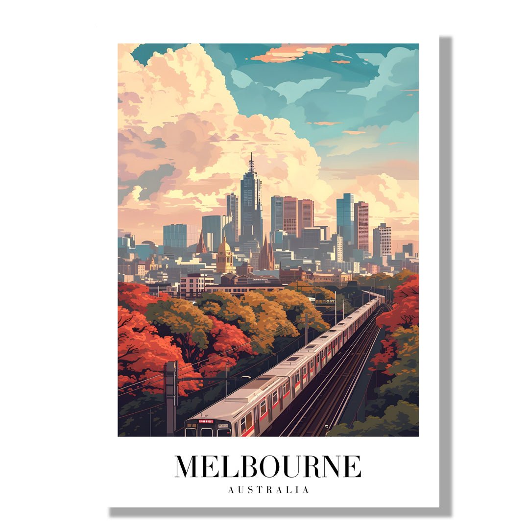 Tablou Canvas Print Melbourne tren cer senin toamna stil ilustrativ