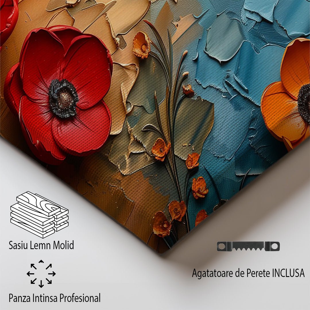 Tablou Canvas flori multicolore intr-un camp cu textura vibranta | The Print Studio