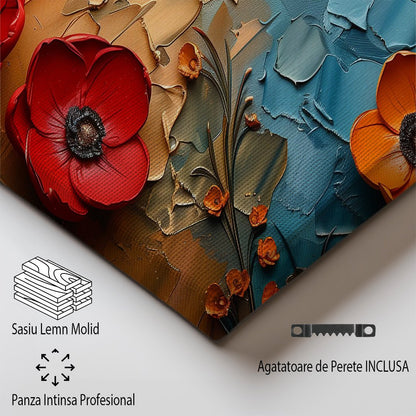 Tablou Canvas flori multicolore intr-un camp cu textura vibranta | The Print Studio