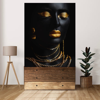 Tablou Canvas Black & Gold Eleganță Misterioasă - Artă Modernă Decorativă