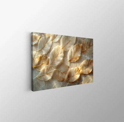 Tablou Canvas Frunze Aurii Stralucitoare Eleganta Naturala | The Print Studio