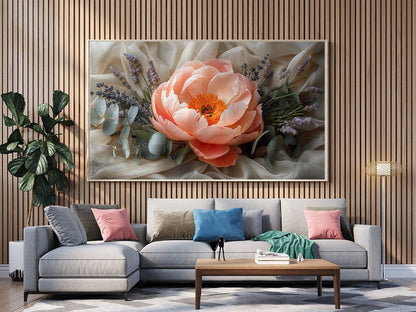 Tablou Canvas buchet pastelat cu lavanda si eucalipt realist | The Print Studio