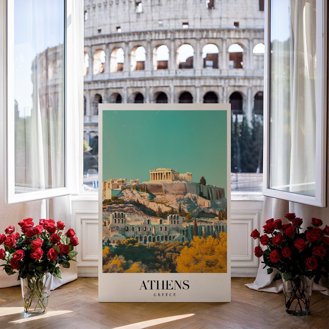 Tablou Canvas Acropole Atena sub cer senin de toamna vibrant | The Print Studio