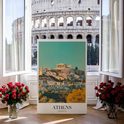Tablou Canvas Acropole Atena sub cer senin de toamna vibrant | The Print Studio