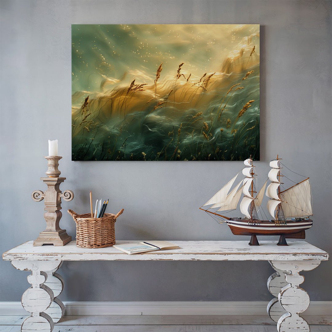 Tablou Canvas camp auriu scalda in lumina calda | The Print Studio