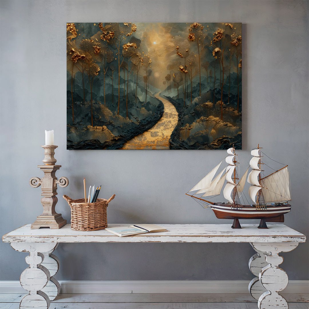 Tablou Canvas Rauri printre paduri aurii de vis | The Print Studio