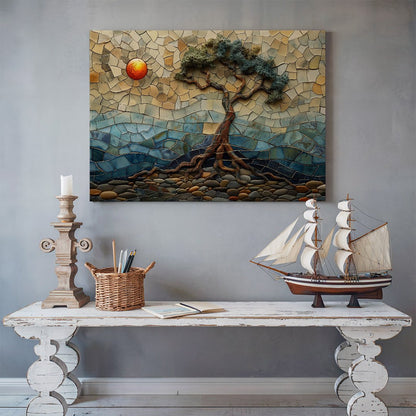 Tablou Canvas arbore mozaic vibrant in peisaj abstract | The Print Studio