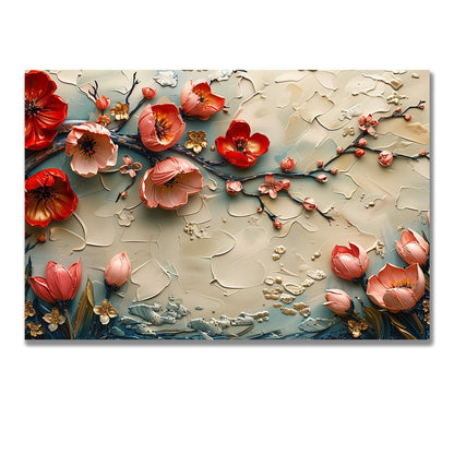 Tablou Canvas flori de primavara pe ramuri albastru pastel | The Print Studio