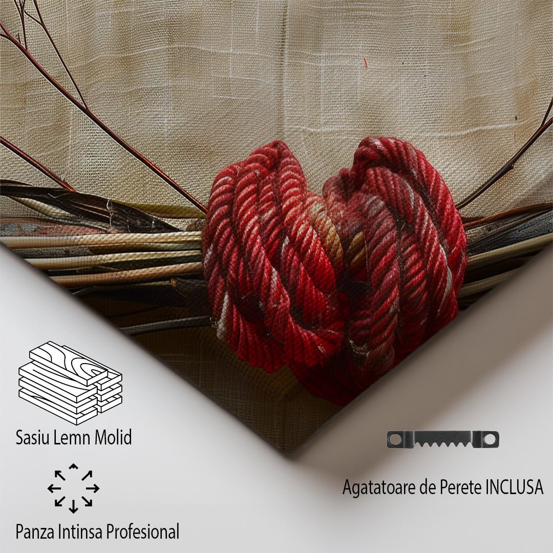 Tablou Canvas franghie rosie cu noduri simbolic realist | The Print Studio