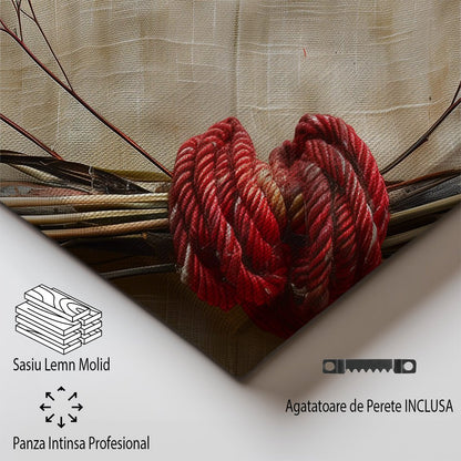 Tablou Canvas franghie rosie cu noduri simbolic realist | The Print Studio