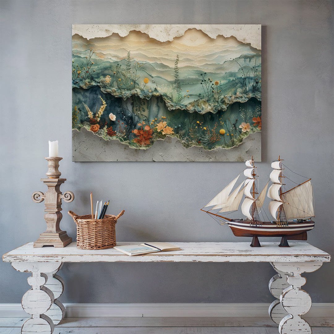 Tablou Canvas flori pastel abstracte in linii naturale | The Print Studio