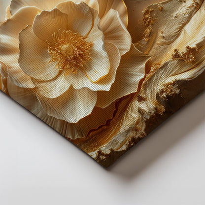 Tablou Canvas flori luxuriante cu accente aurii si eleganta abstracta | The Print Studio