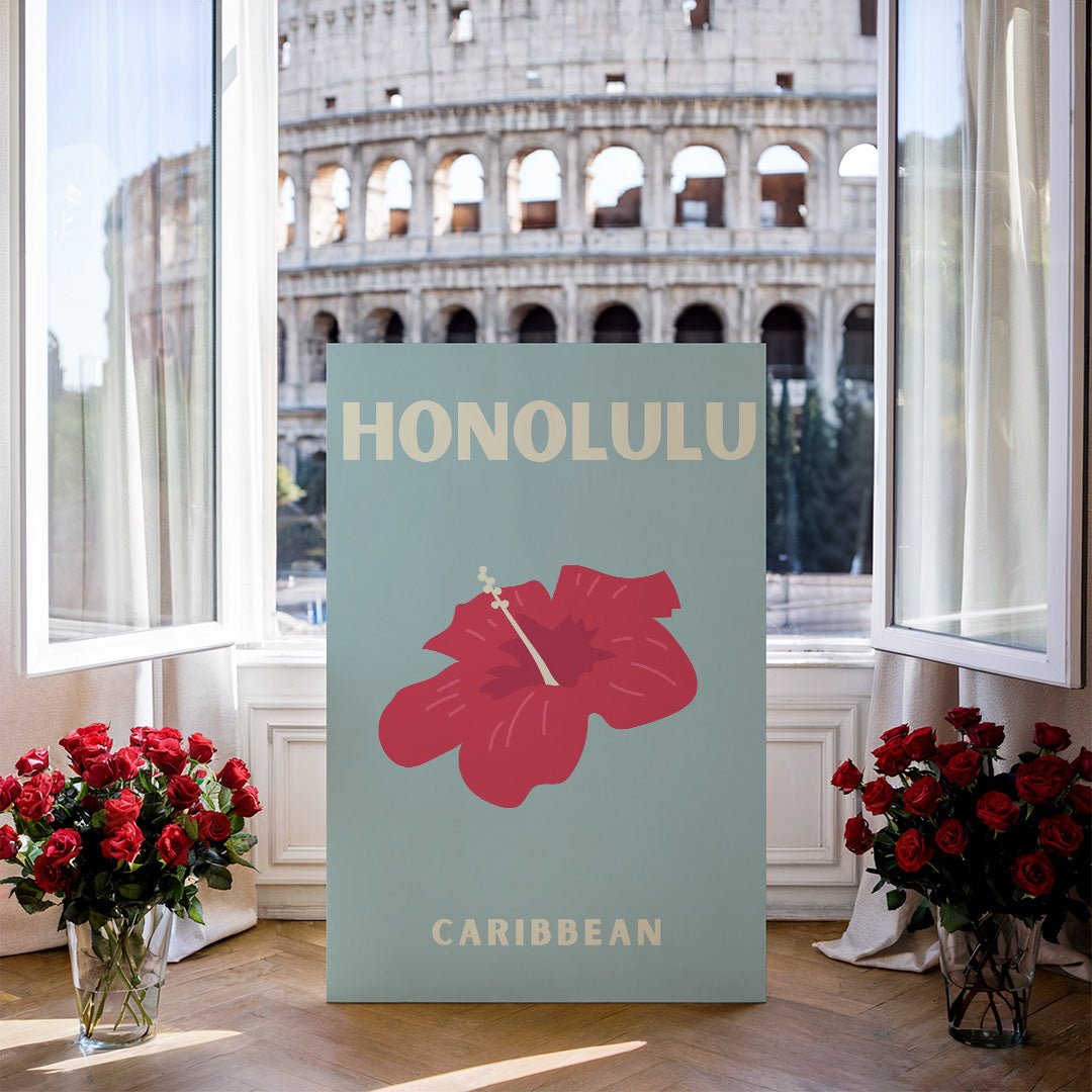 Tablou Canvas hibiscus vesel stil minimalist tropical | The Print Studio