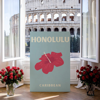 Tablou Canvas hibiscus vesel stil minimalist tropical | The Print Studio