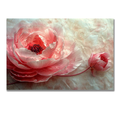 Tablou Canvas bujor roz delicat pe fundal alb pur | The Print Studio