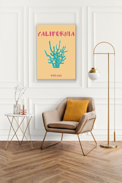 Tablou Canvas California coral turcoaz vis minimalist | The Print Studio