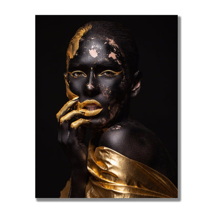 Tablou Canvas Black & Gold Eleganță Misterioasă Portret Artă Modernă