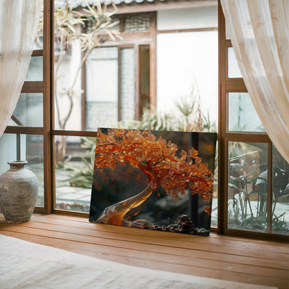 Tablou Canvas arbore stralucitor in lumini aurii abstracte | The Print Studio