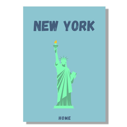 Tablou Canvas Print Statuia Libertatii in New York albastru pastel stil minimalist