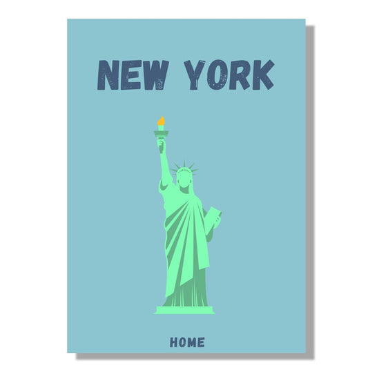 Tablou Canvas Print Statuia Libertatii in New York albastru pastel stil minimalist