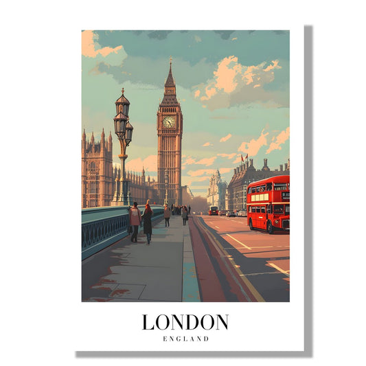 Tablou Canvas Big Ben Londra sub cer senin ilustrativ vibrant | The Print Studio