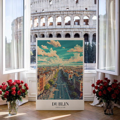 Tablou Canvas Print Dublin cer albastru si nori pufosi stil artistic