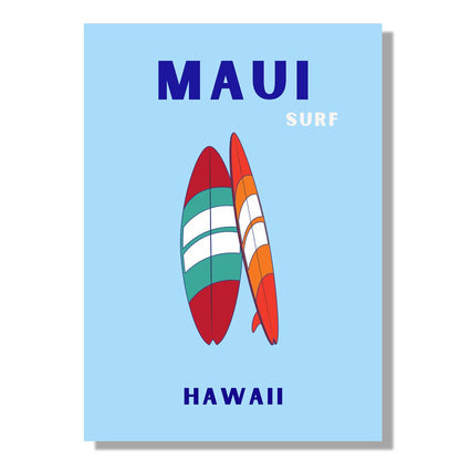 Tablou Canvas Hawaii placi surf colorate in ocean stil minimalist | The Print Studio