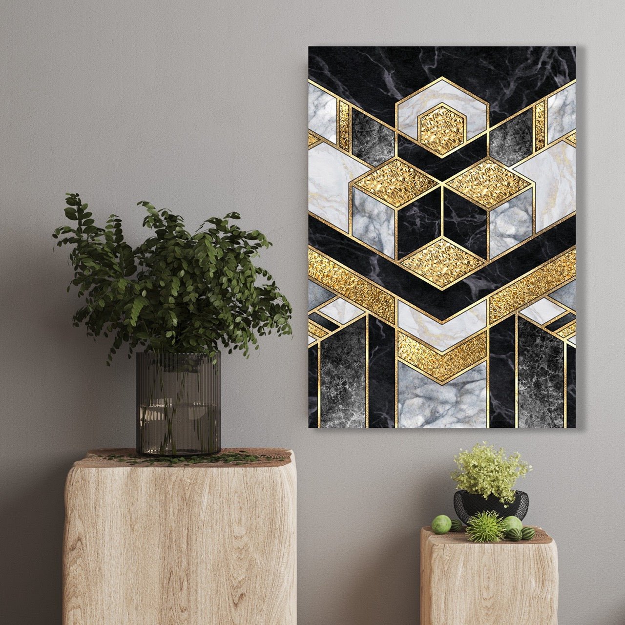 Tablou Canvas Black & Gold Geometric Lux Statement Decorativ