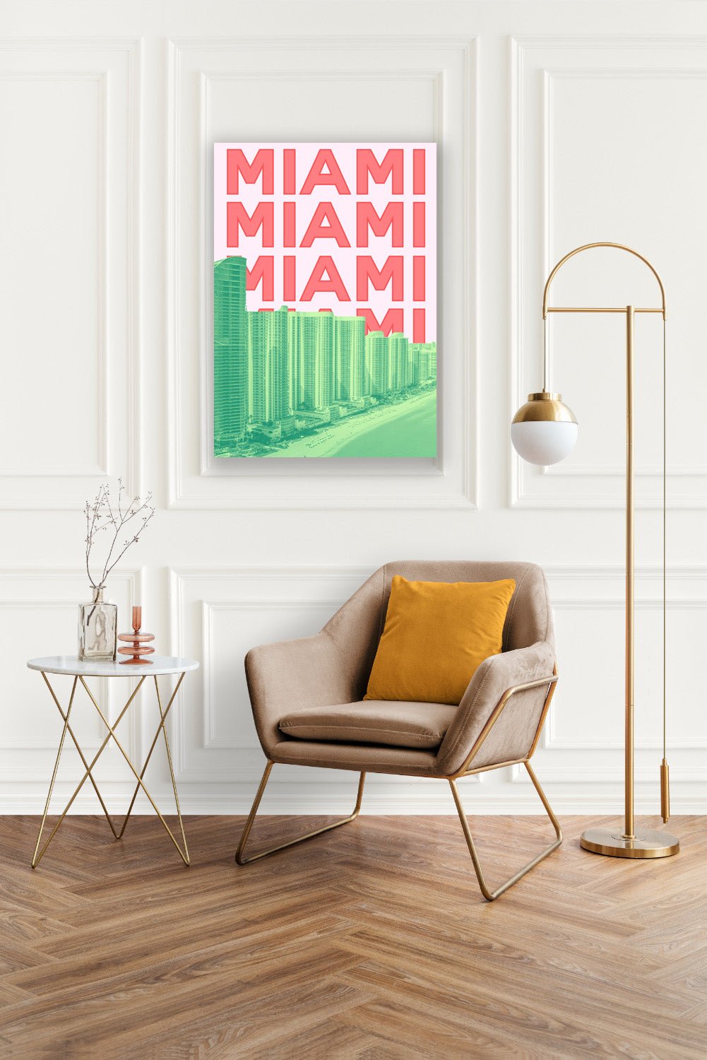 Tablou Canvas Miami zgarie-nori pop-art pe plaja | The Print Studio
