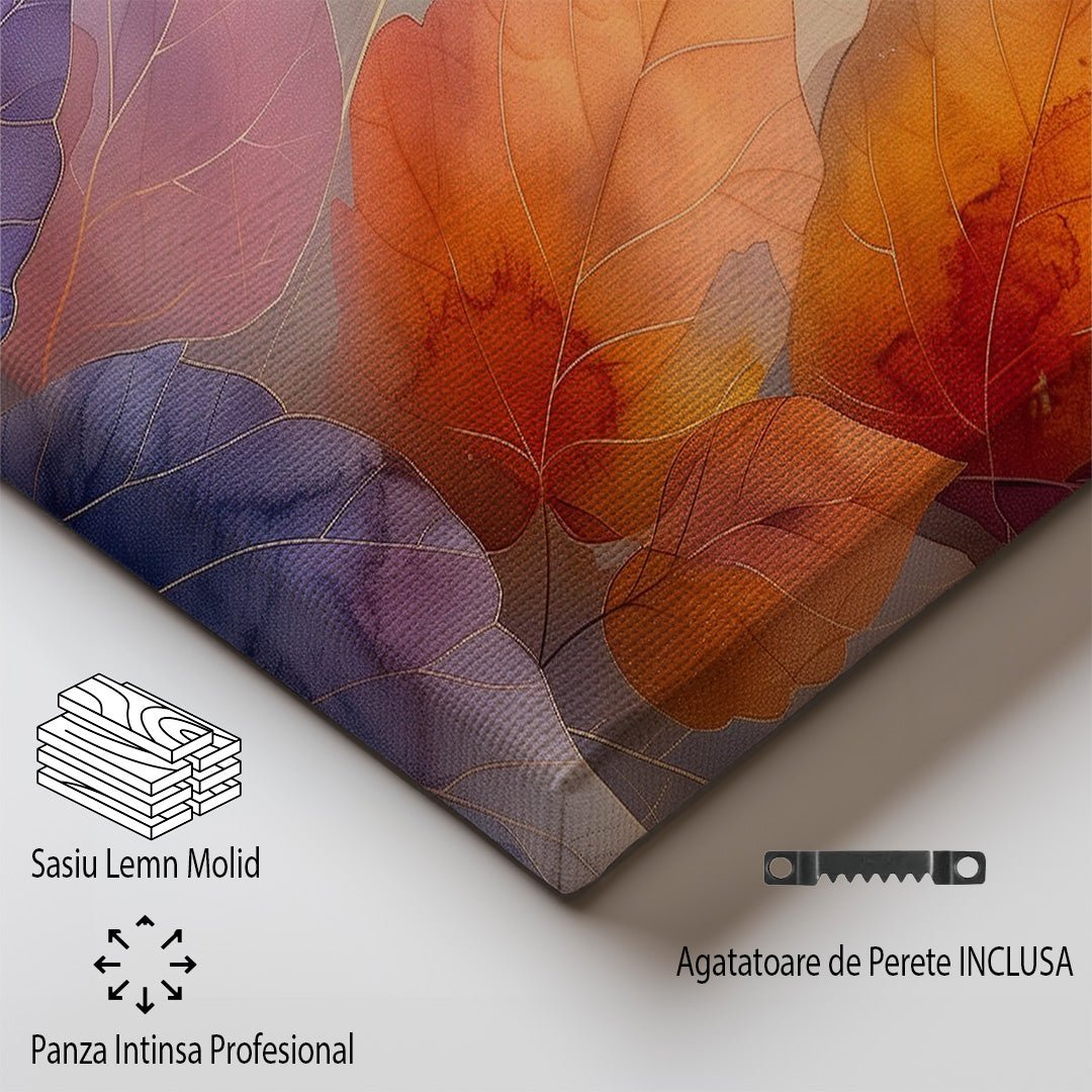 Tablou Canvas frunze colorate in tonuri de toamna si lumina calda | The Print Studio