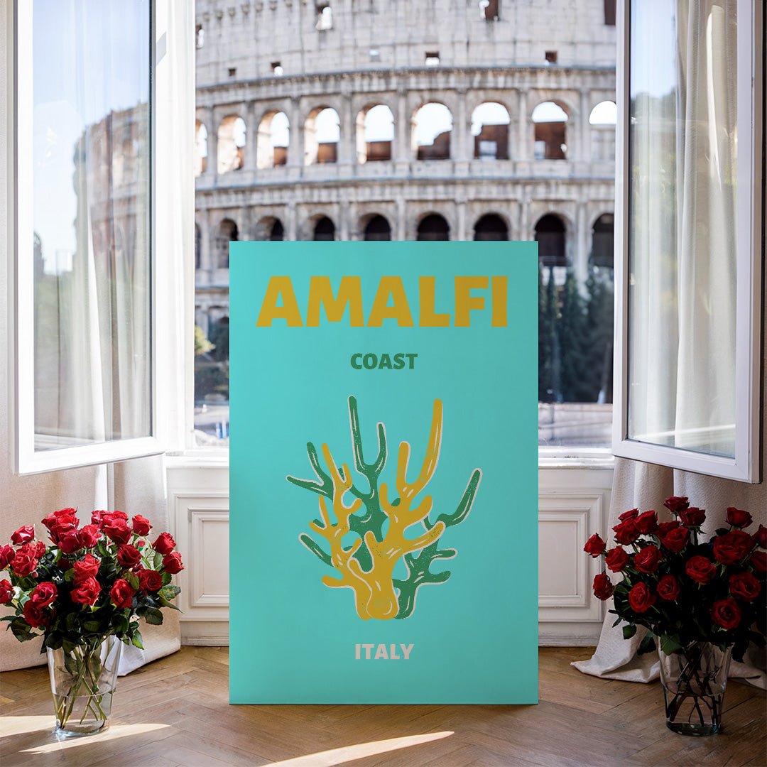 Tablou Canvas golful Amalfi turcoaz in stil minimalist vibrant | The Print Studio