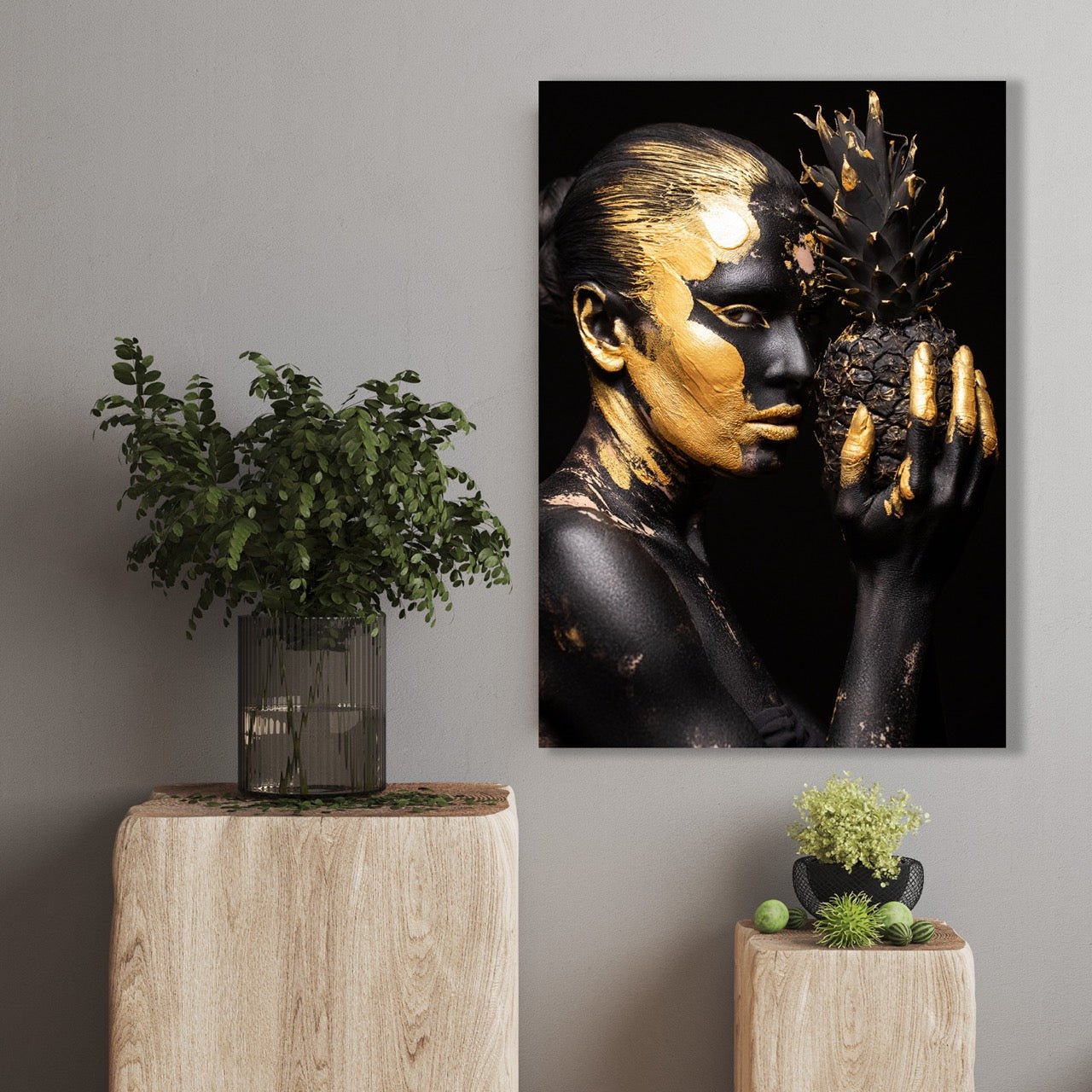 Tablou Canvas Black & Gold Eleganță Exotică Ananas