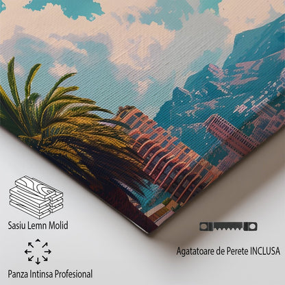 Tablou Canvas coasta Monte Carlo palmieri si mare albastra moderna | The Print Studio