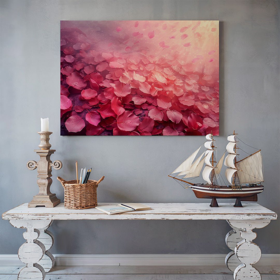 Tablou Canvas petale roz diafane in cadere naturala | The Print Studio
